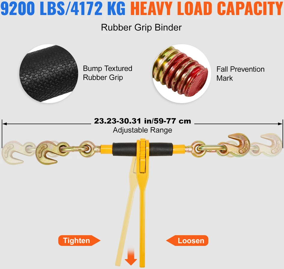VEVOR Grandinių ir ričių rinkinys 3/8"-1/2" su ratchetu