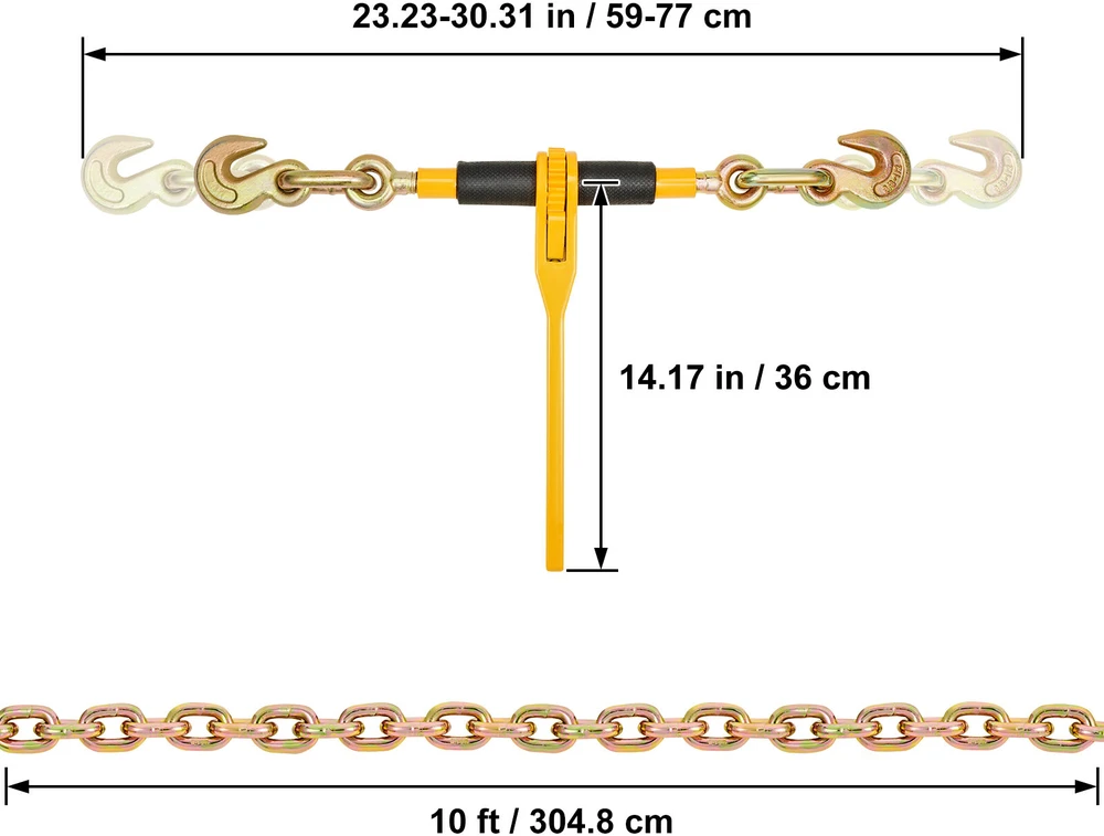 VEVOR Grandinių ir ričių rinkinys 3/8"-1/2" su ratchetu