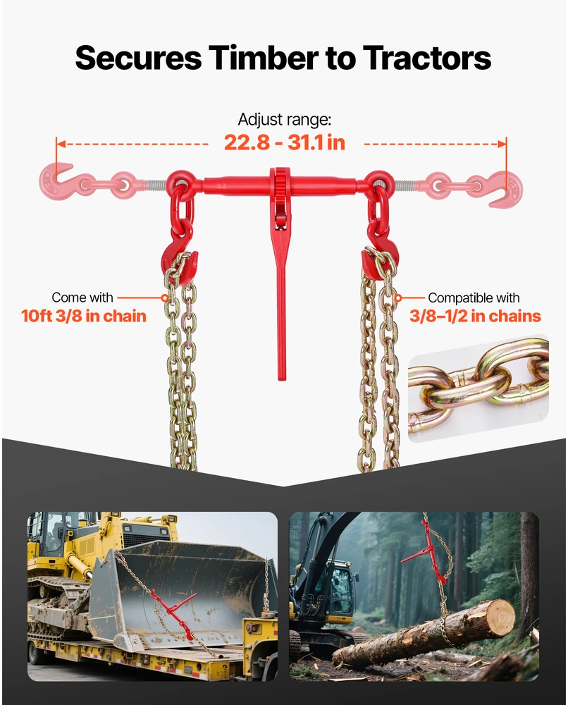 VEVOR Grandininis ratchetas 1 cm x 3 m G80 tvirtinimui