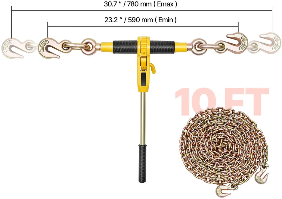 VEVOR Grandininis veržtuvas 8 mm x 3 m su G80 grandine