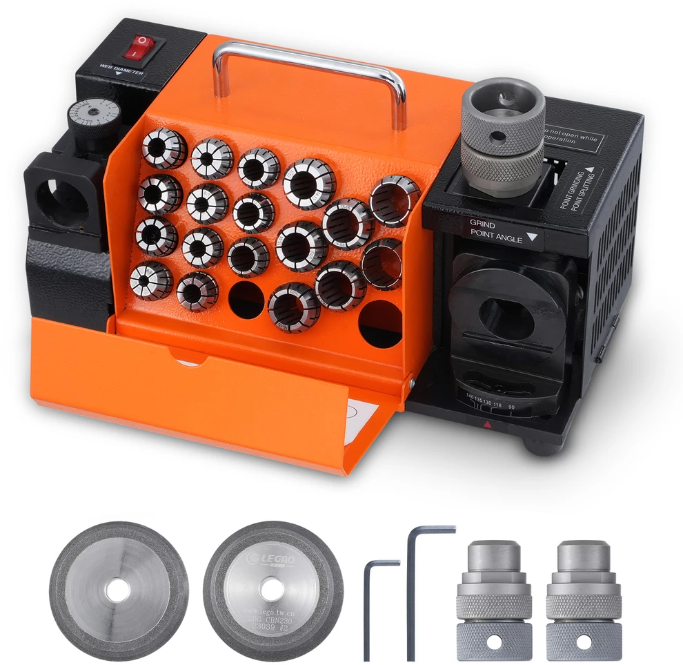 VEVOR MR-20G grąžtų galąstuvas 3-20mm su 18 laikiklių