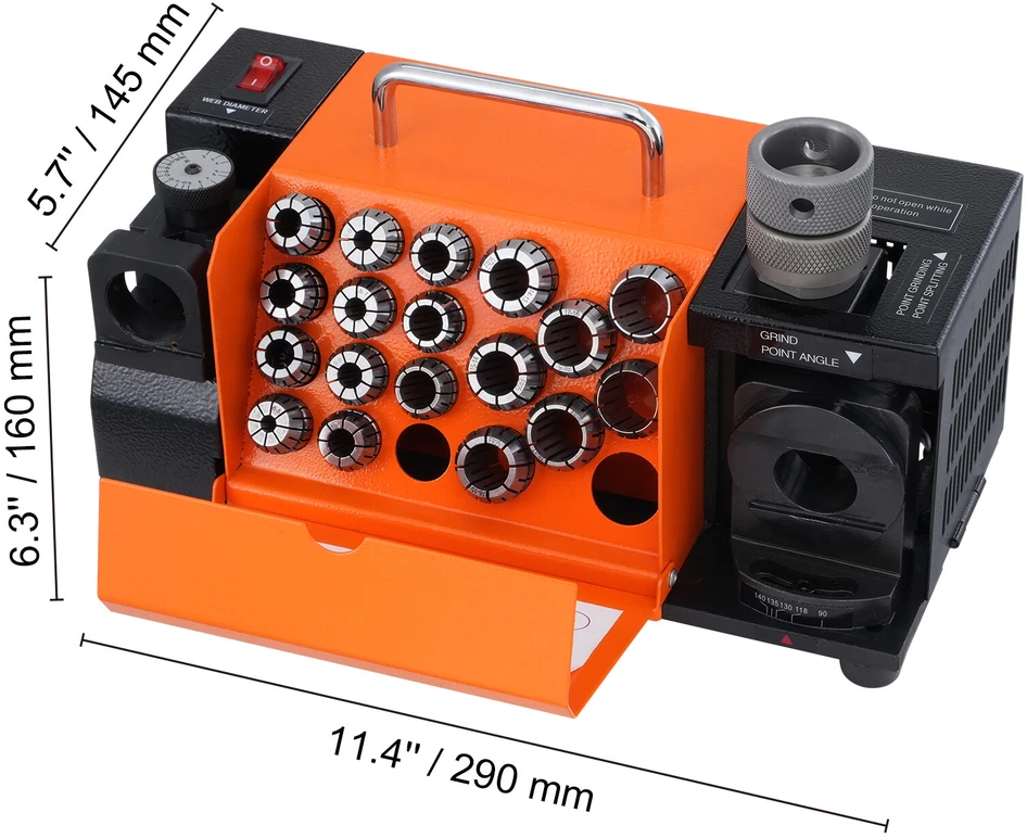 VEVOR MR-20G grąžtų galąstuvas 3-20mm su 18 laikiklių