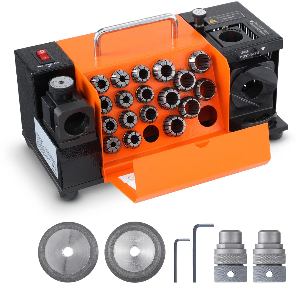 VEVOR MR-20G grąžtų galąstuvas 3-20mm su 18 laikiklių