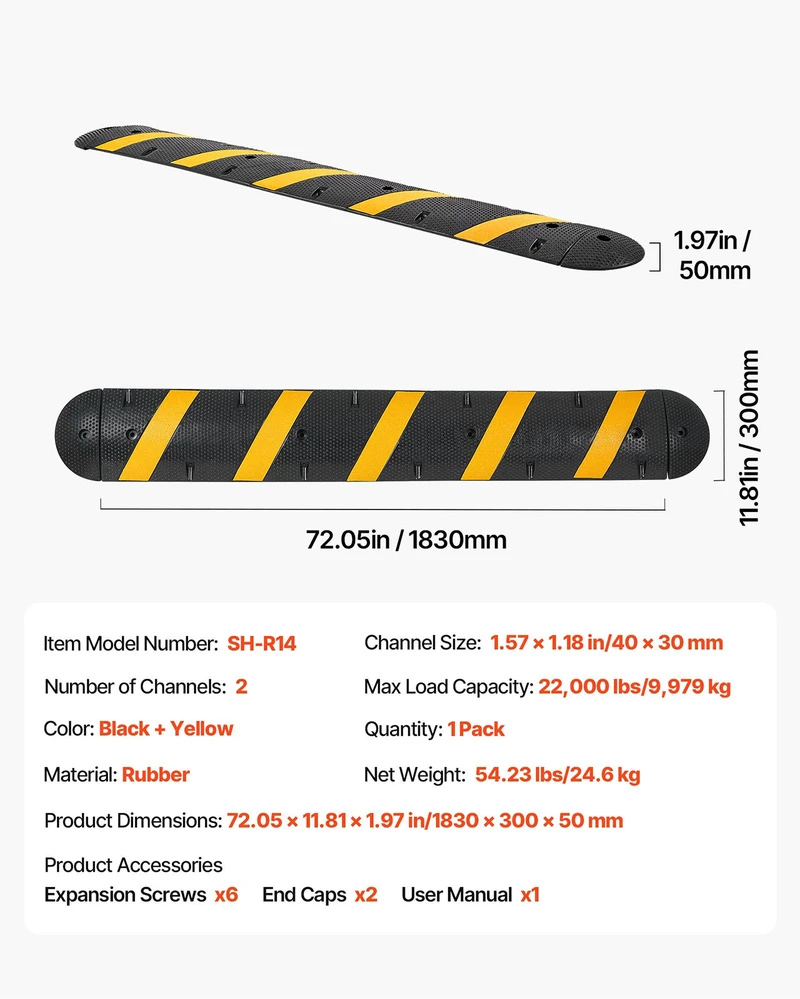 VEVOR 1830 mm dviejų kanalų guminis kalnelis