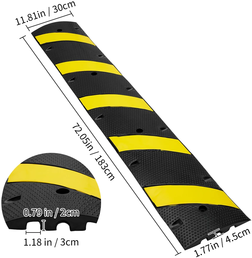 VEVOR Guminis greičio kalnelis 183 cm, 2 kanalai, 10t apkrova