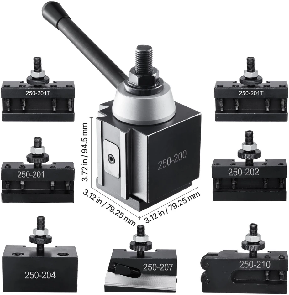 VEVOR Greito pakeitimo staklių laikiklių rinkinys 10-15 cm tekinimo staklių