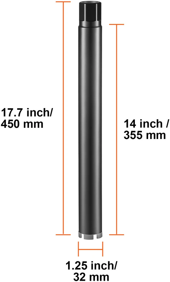 VEVOR Betono deimantinė grunto grąžtas 32 mm, 355 mm