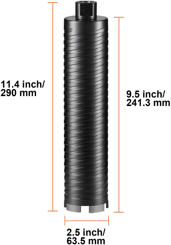 VEVOR Deimantinė šerdies grąžto galvutė 63,5 mm, 241 mm gylis