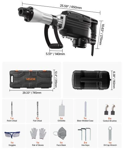 VEVOR 2800 W elektrinis griovimo kūjis betonui
