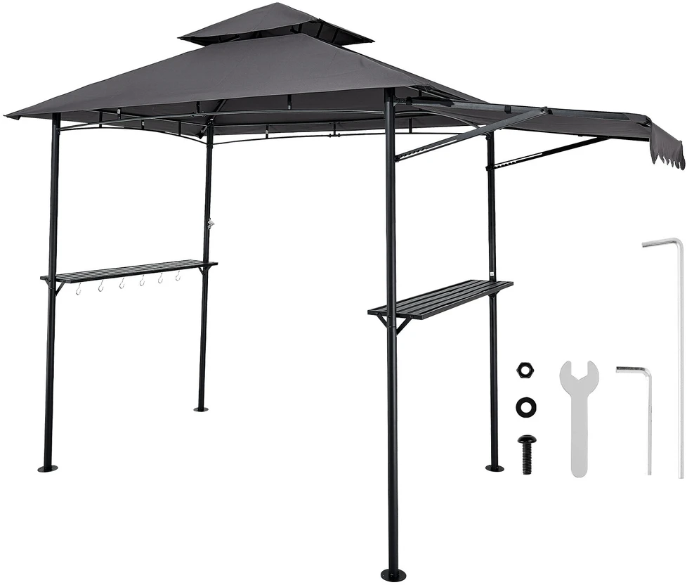 VEVOR Grilis pavėsinei, 2.43 x 1.5 m, dvigubas stogas