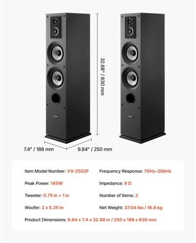 Namų kino sistema VEVOR grindinės trijų juostų kolonėlės 145 W
