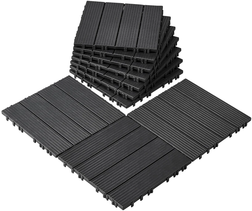 VEVOR Terasos plytelės 30 x 30 cm, 10 vnt, tamsiai pilkos