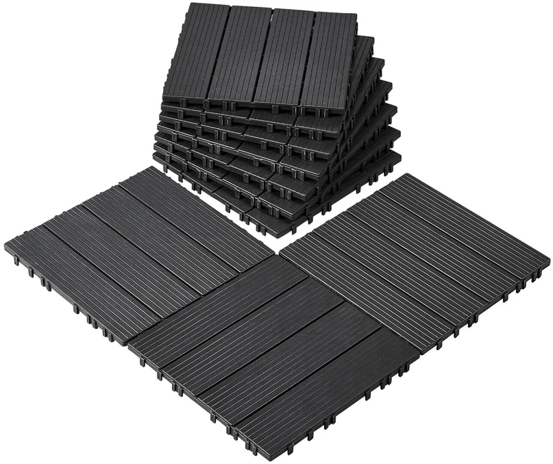 VEVOR Terasos plytelės 30 x 30 cm, 10 vnt, tamsiai pilkos