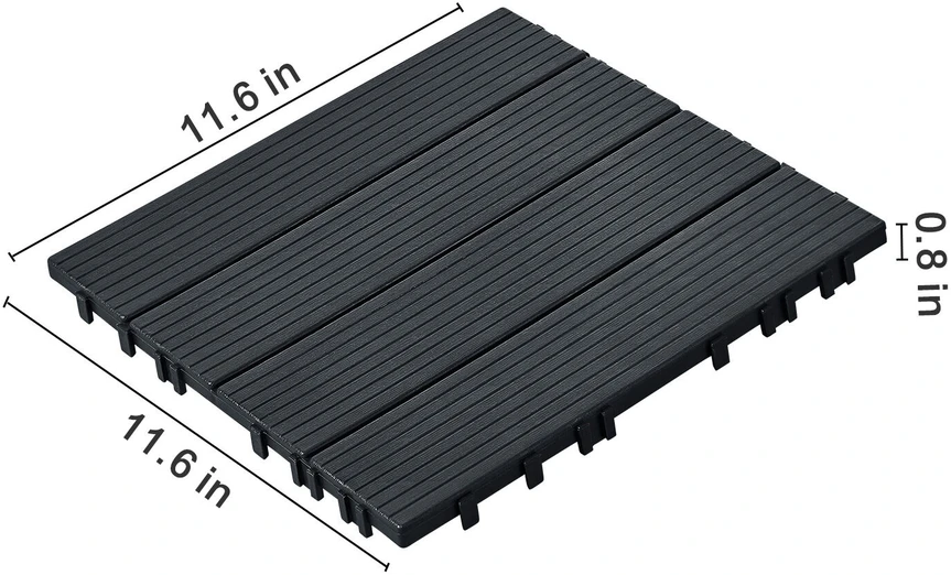 VEVOR Terasos plytelės 30 x 30 cm, 10 vnt, tamsiai pilkos
