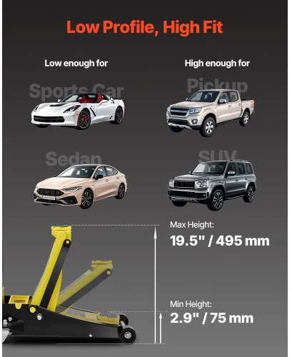 VEVOR Žemo profilio automobilis domkratas 3 tonų