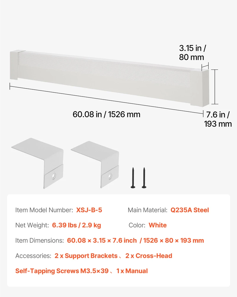 VEVOR pagrindo šildytuvo dangčiai 1526 mm balti