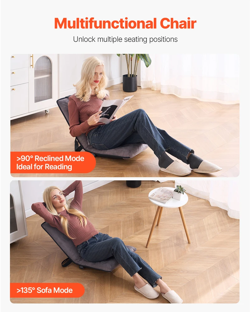 Sofa VEVOR Sulankstoma grindų kėdė su atlošu