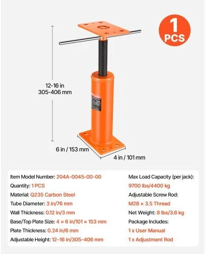 VEVOR Reguliuojamas grindų kėlimo lizdas, aukštis 30–41 cm