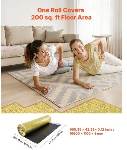 VEVOR Grindų paklotas su garų barjeru 18,6 m²
