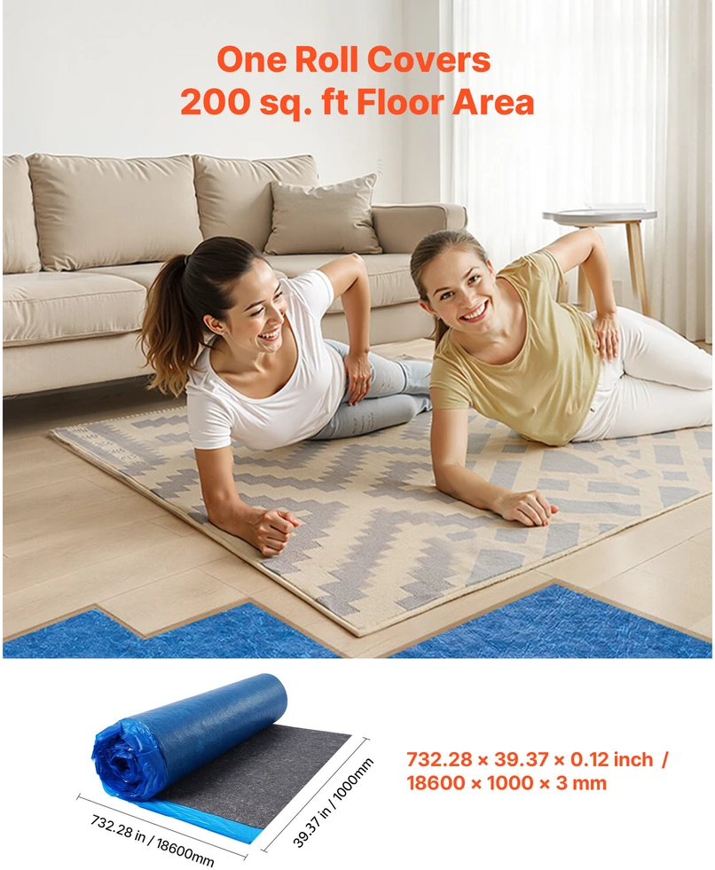 VEVOR Grindų paklotas 37,2 m², 3 mm mėlynas