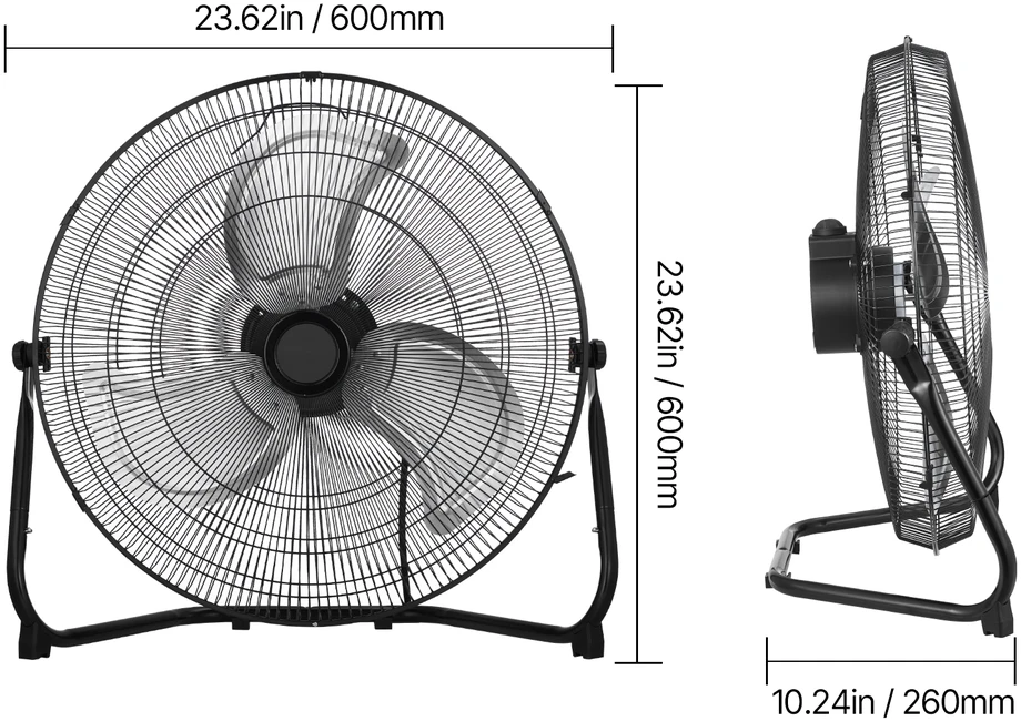 Ventiliatorius VEVOR 2 vnt. 50 cm pramoniniai grindų ventiliatoriai