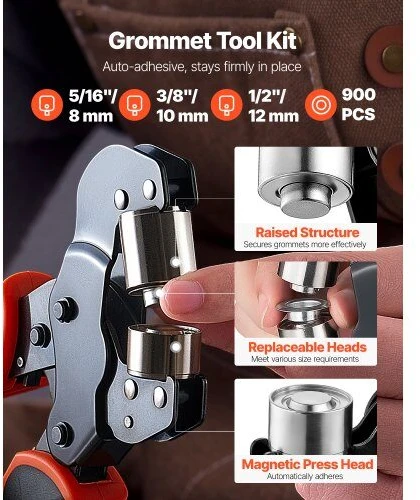 Kniedijimo įrankių rinkinys VEVOR 8MM9WP, 900 vnt. kniedžių