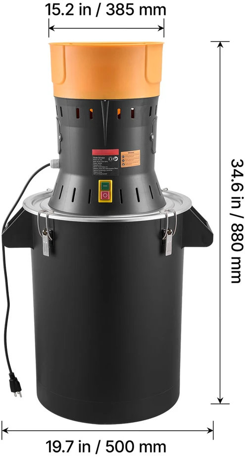 VEVOR Elektrinis grūdų malūnas, 600W galingumas, 53L talpa