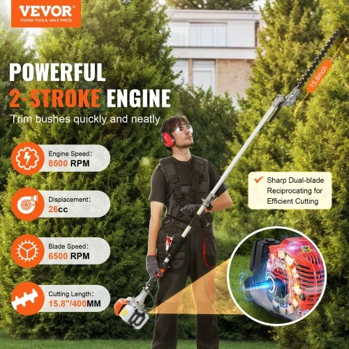 VEVOR Benzininis gyvatvorių trimeris 2 ciklų 26CC