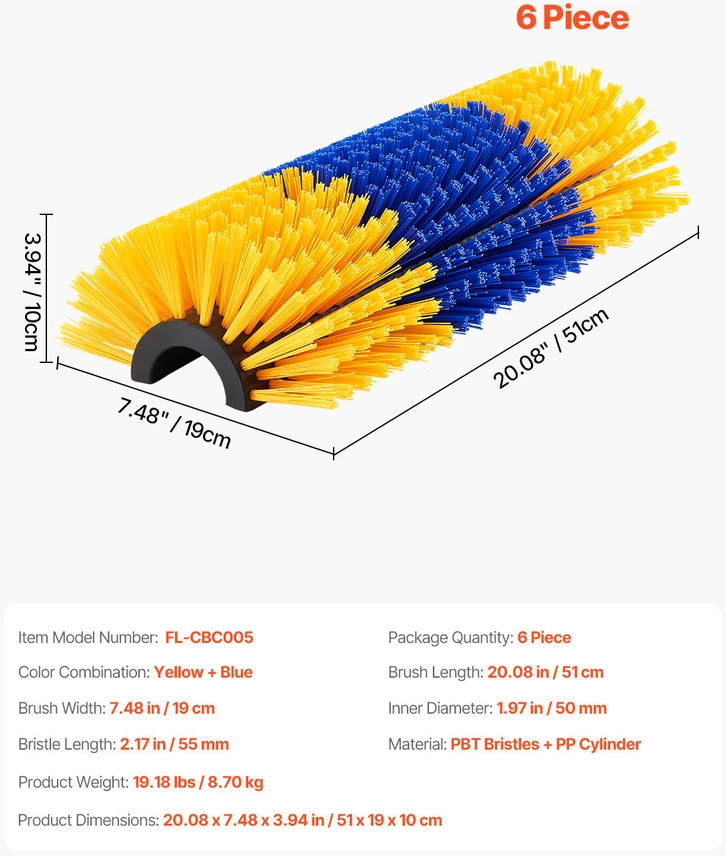 VEVOR Gyvūnų draskymo šepetys arkliams, 6 vnt., 51 cm