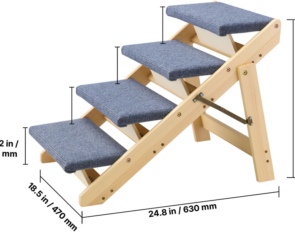 Mediniai laipteliai augintiniams VEVOR ZD-25DOG06, 4 pakopų, iki 68 kg