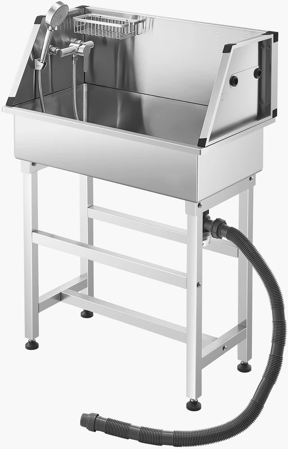 VEVOR 86.4 cm plieninė šunų maudymo vonia su čiaupu