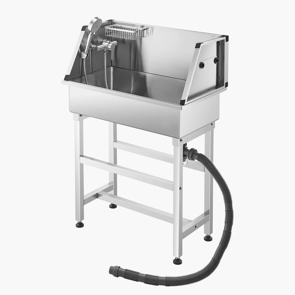 VEVOR 86.4 cm plieninė šunų maudymo vonia su čiaupu
