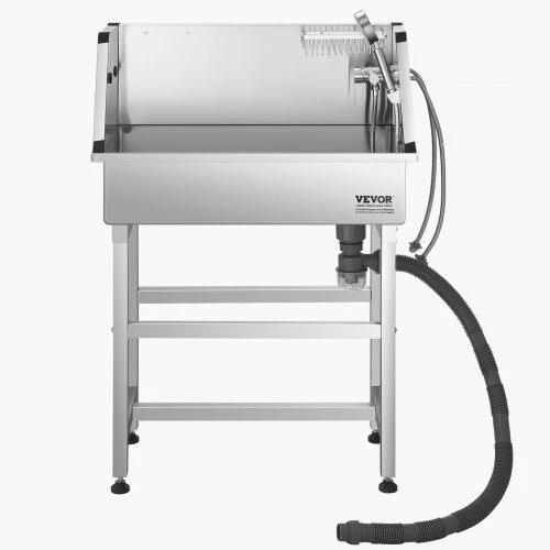 VEVOR 86.4 cm plieninė šunų maudymo vonia su čiaupu