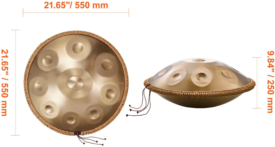 VEVOR 22 cm 9 natų plieno būgnelis su lazdeliu