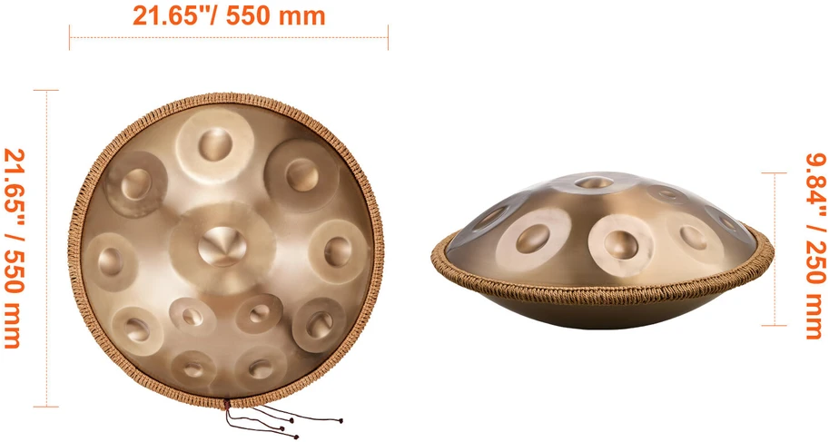 VEVOR Handpan būgnas 22 cm 12 natų D minoras