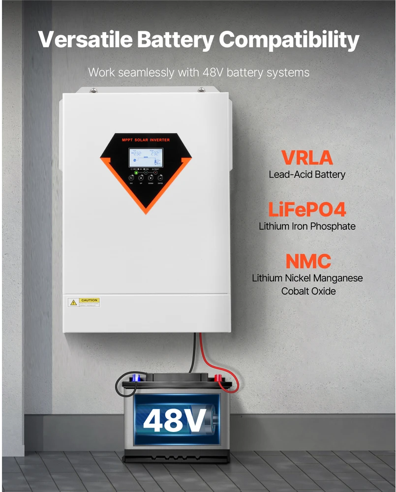 VEVOR Hibridinis saulės inverteris su įkrovikliu 6000W