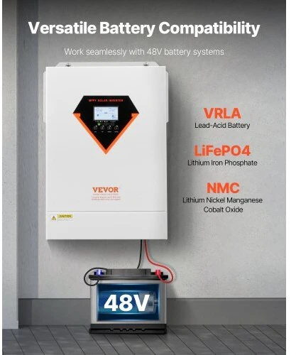 VEVOR Hibridinis saulės inverteris su įkrovikliu 6000W