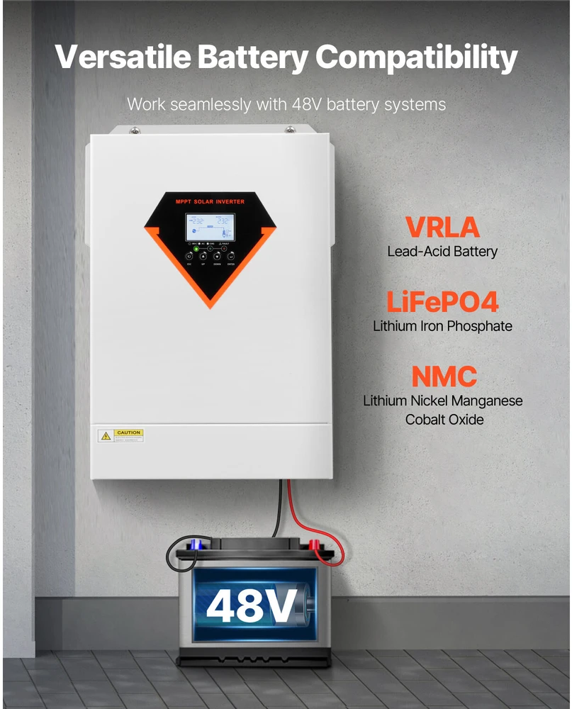 VEVOR Hibridinis saulės inverteris su įkrovikliu 6000W