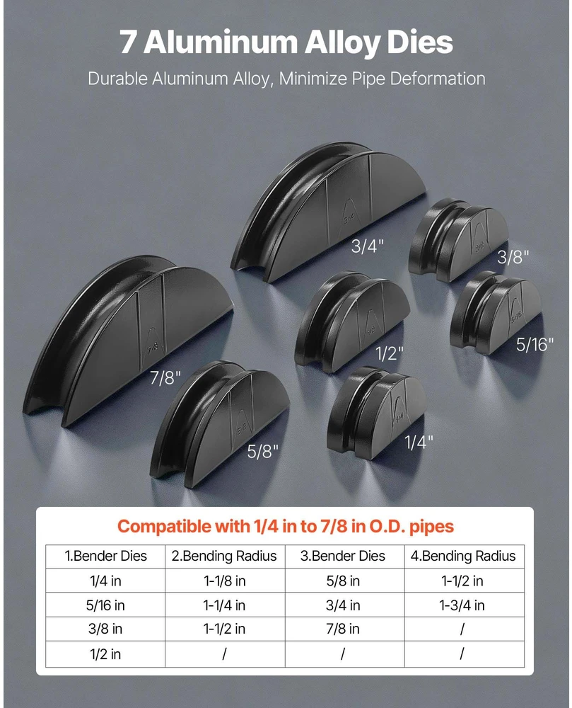 VEVOR Hidraulinis vamzdžių lenkimo rinkinys 6-22 mm