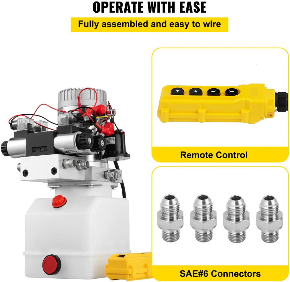 VEVOR 12V 4,5L dviveiksmis hidraulinis agregatas
