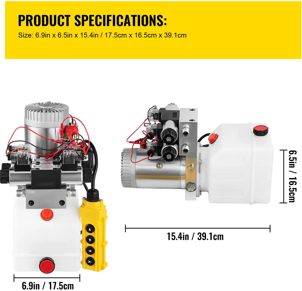 VEVOR 12V 4,5L dviveiksmis hidraulinis agregatas