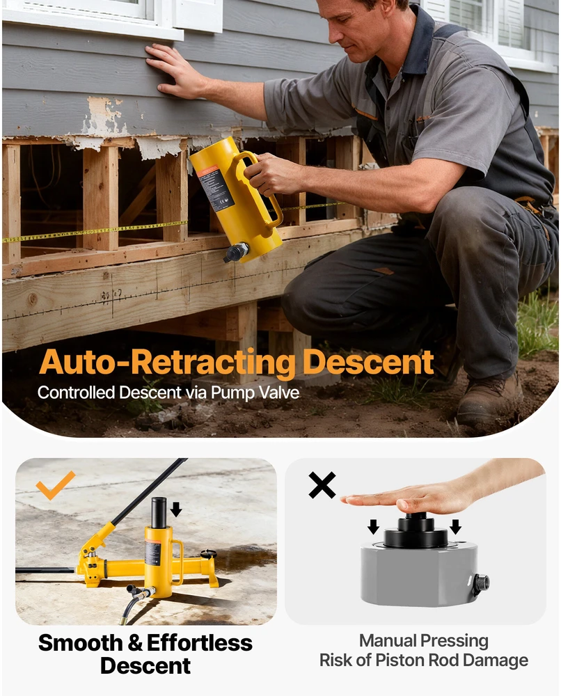 VEVOR 20T 100mm tuščiaviduris hidraulinis domkratas