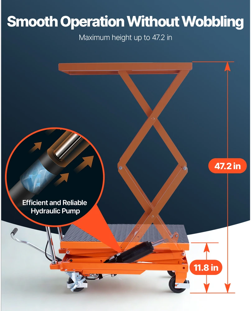 VEVOR 120 cm hidraulinė kėlimo platforma 226 kg