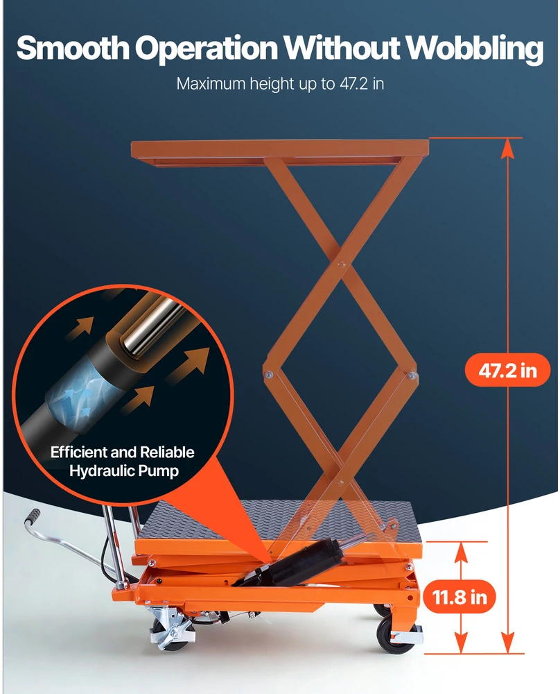 VEVOR 120 cm hidraulinė kėlimo platforma 226 kg