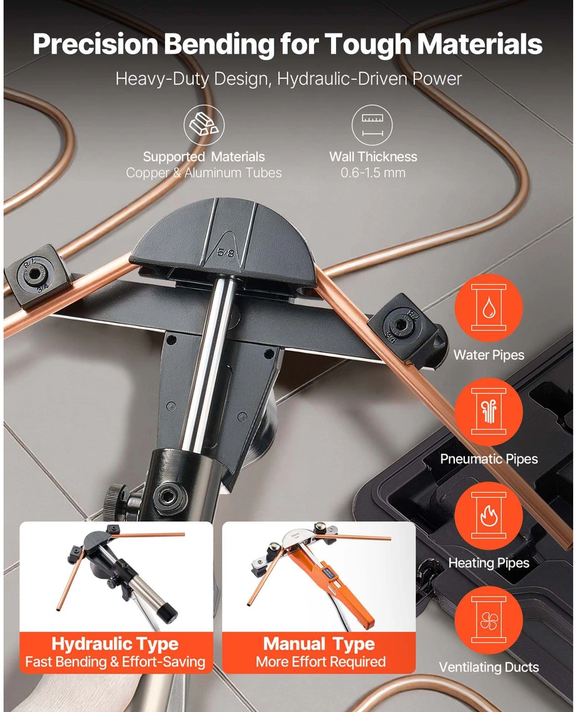 VEVOR Hidraulinis vamzdžių lenkimo komplektas, 6 mm–22 mm