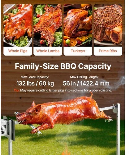 Elektrinis kepsninės iešmas VEVOR TB-56N, 60 kg keliamoji galia