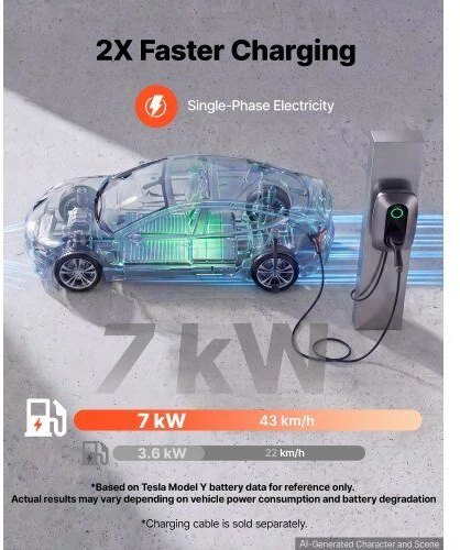 Elektromobilių įkrovimo stotelė VEVOR ZB09-E007KAB-M701, 7 kW