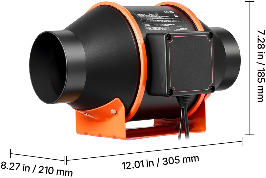 Ventiliatorius VEVOR Ortakių ventiliatoriaus komplektas su anglies filtru, 349 m³/h