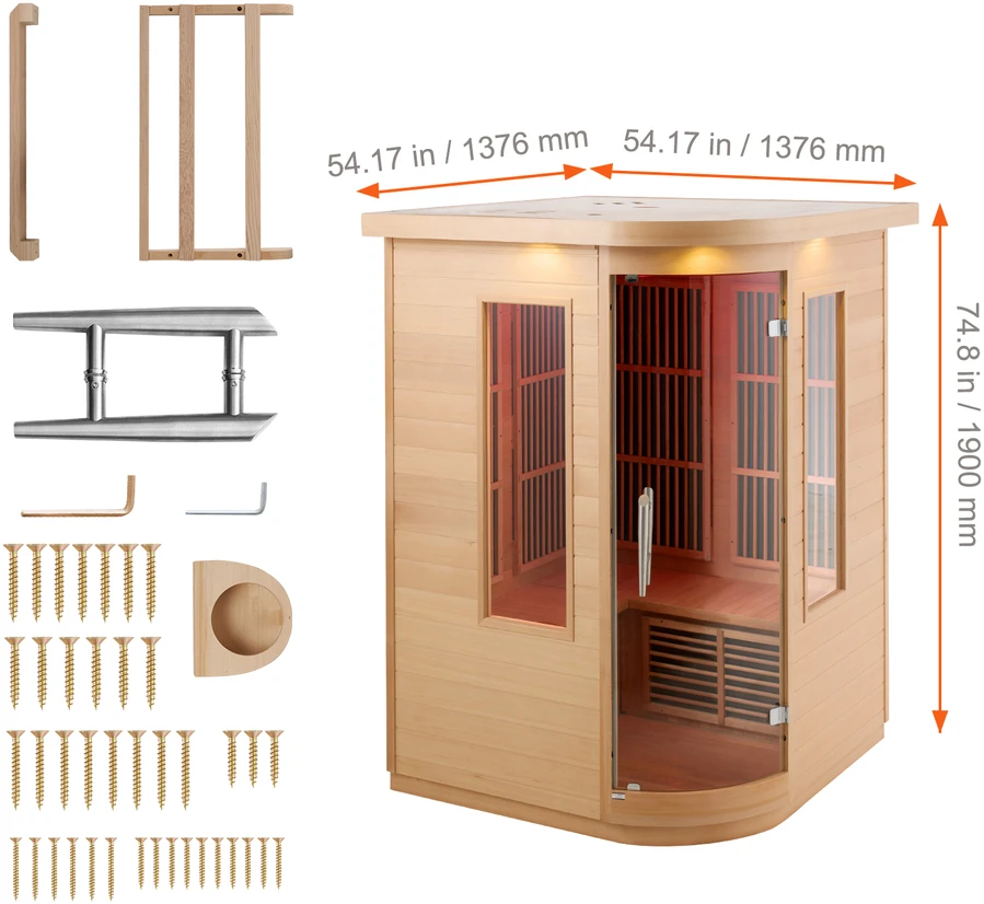 VEVOR Infraraudonųjų spindulių dvivietė medinė sauna