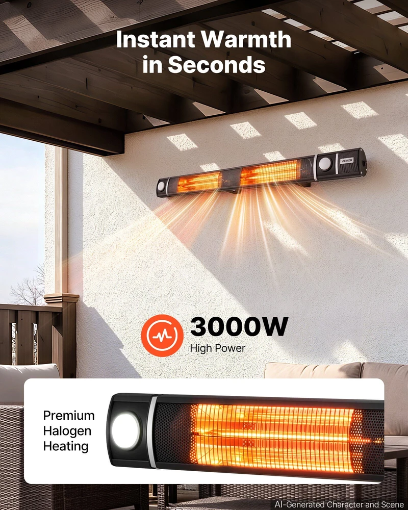 VEVOR Infraraudonųjų spindulių šildytuvas 3000W su WiFi